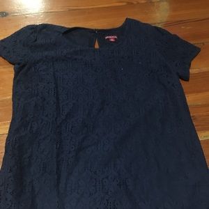 Navy Blue Lace Blouse